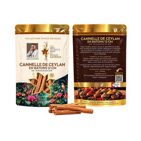 Cannelle de Ceylan de Madagascar en bâtons - 12 cm