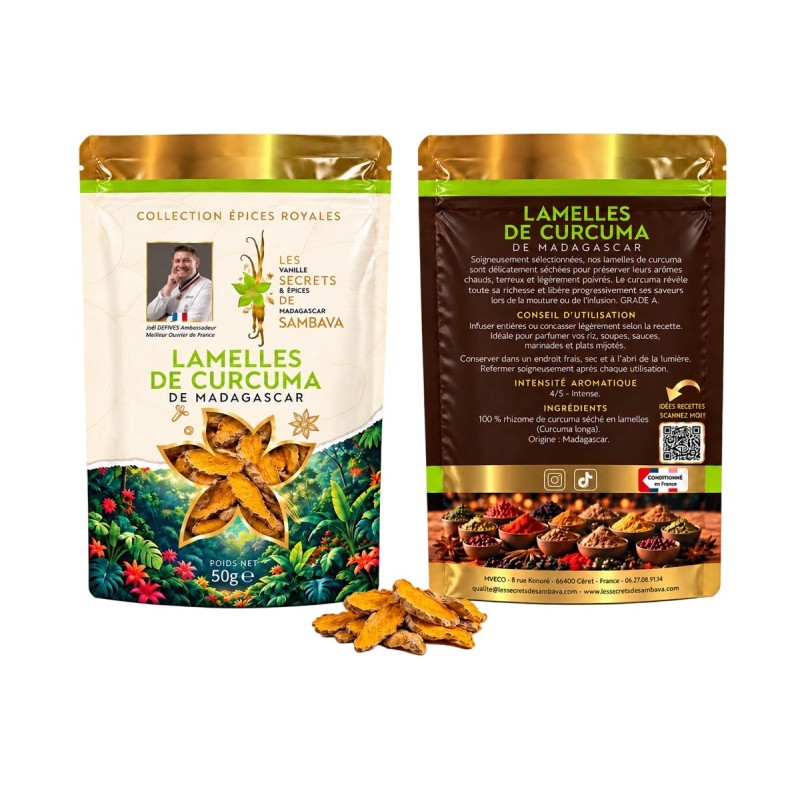 Lamelles de curcuma de Madagascar - Grade A
