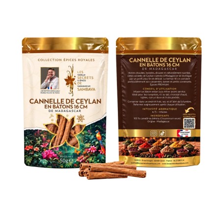 Cannelle de Ceylan en bâtons de Madagascar – 16 cm