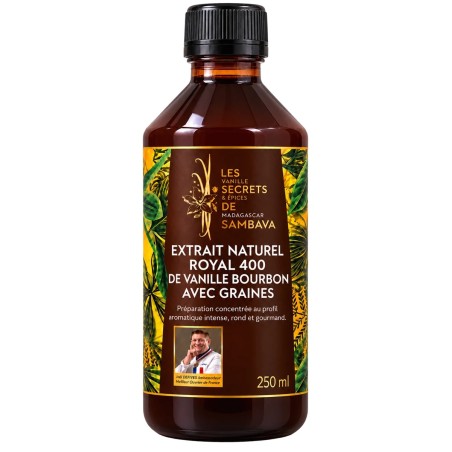 Extrait naturel Royal 400 de vanille Bourbon avec graines