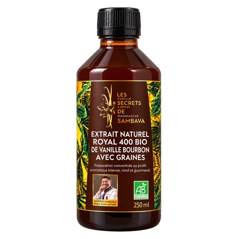 Extrait naturel Royal 400 BIO de vanille Bourbon avec graines
