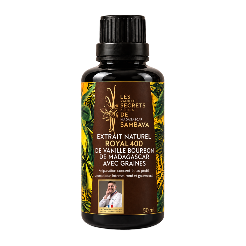 Extrait naturel Royal 400 de vanille Bourbon de Madagascar avec graines