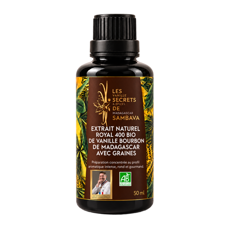 Extrait naturel Royal 400 BIO de vanille Bourbon de Madagascar avec graines