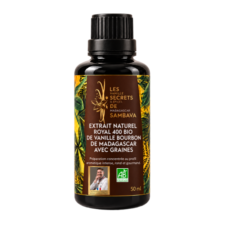 Extrait naturel Royal 400 BIO de vanille Bourbon de Madagascar avec graines