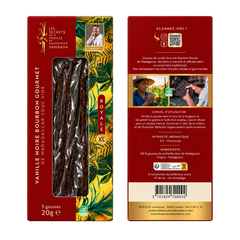 Vanille Gourmet Bourbon Royale XL BIO de Madagascar - 18 cm