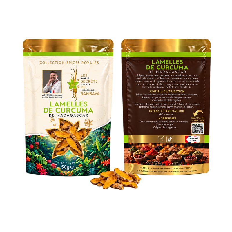 Lamelles de curcuma de Madagascar - Grade A