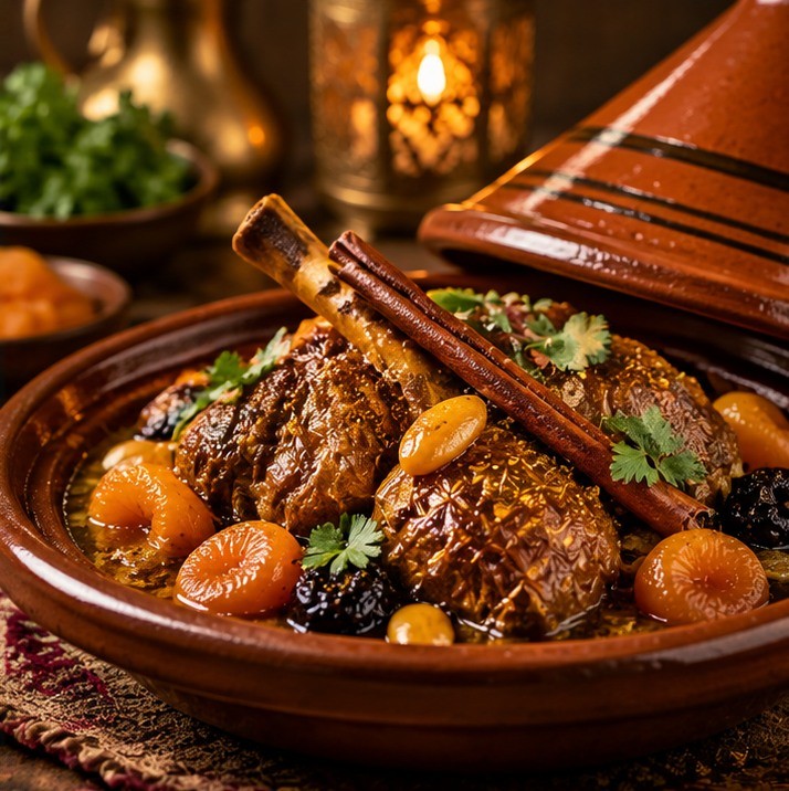 Tajine d’agneau aux abricots et à la cannelle