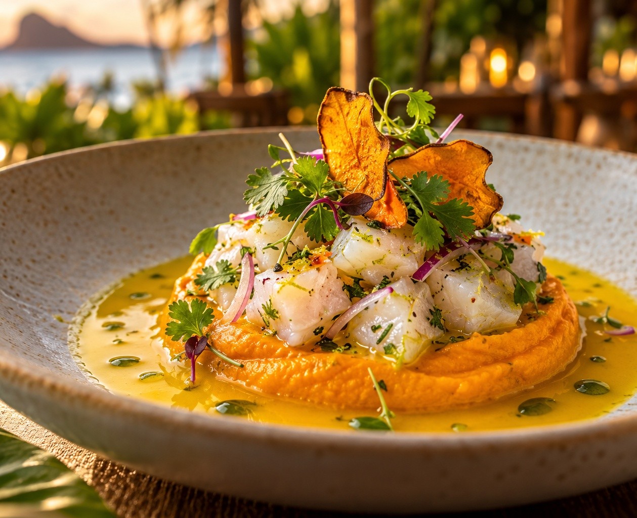 Ceviche de cabillaud au curcuma