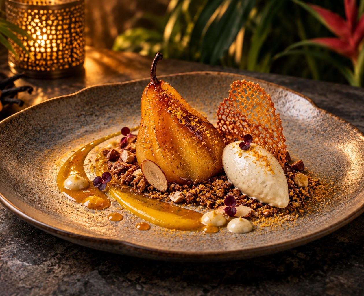 Poire rôtie au miel