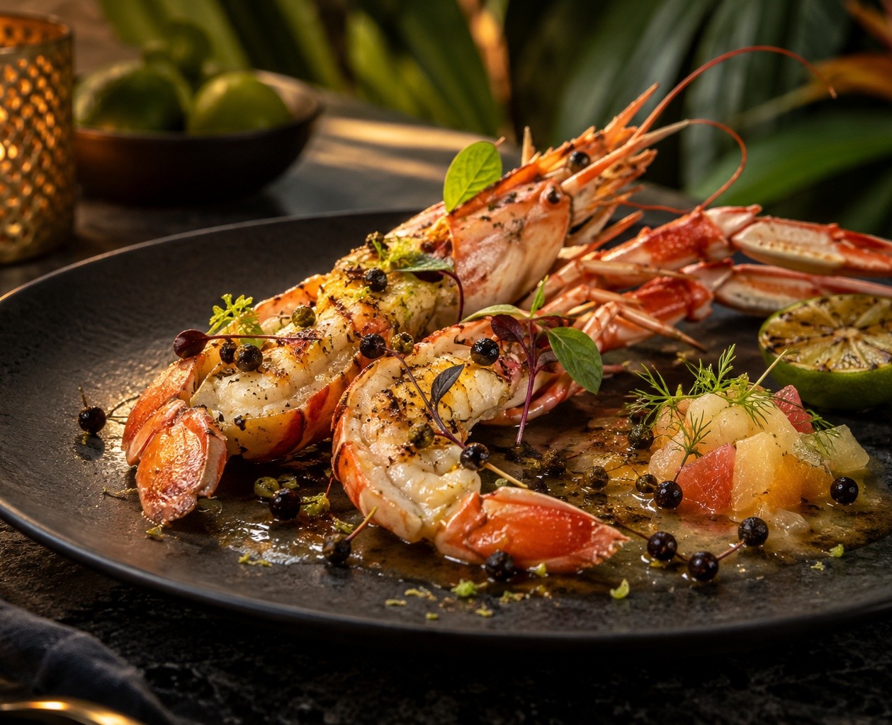 Langoustines rôties au citron vert et poivre gourmet