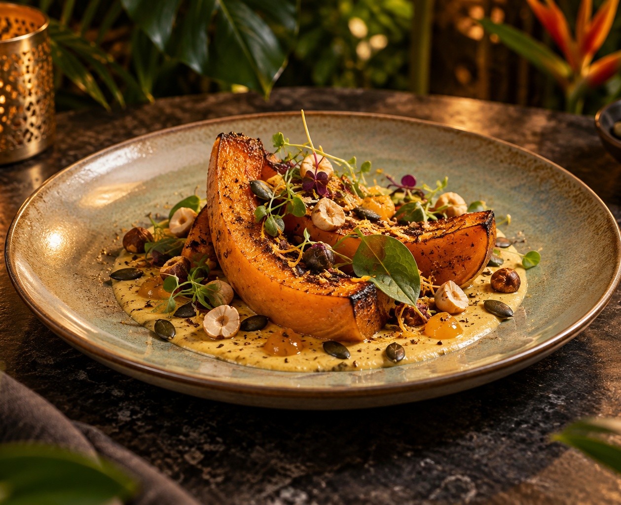Butternut rôti au curry et noisettes