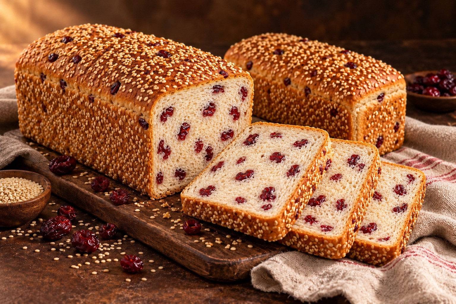 Pain de mie aux cranberries et sésame