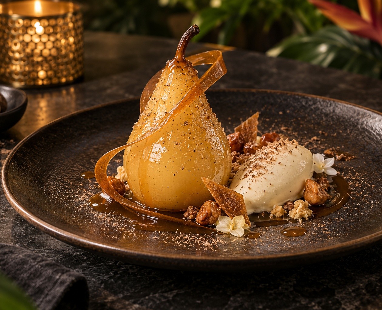 Poire pochée