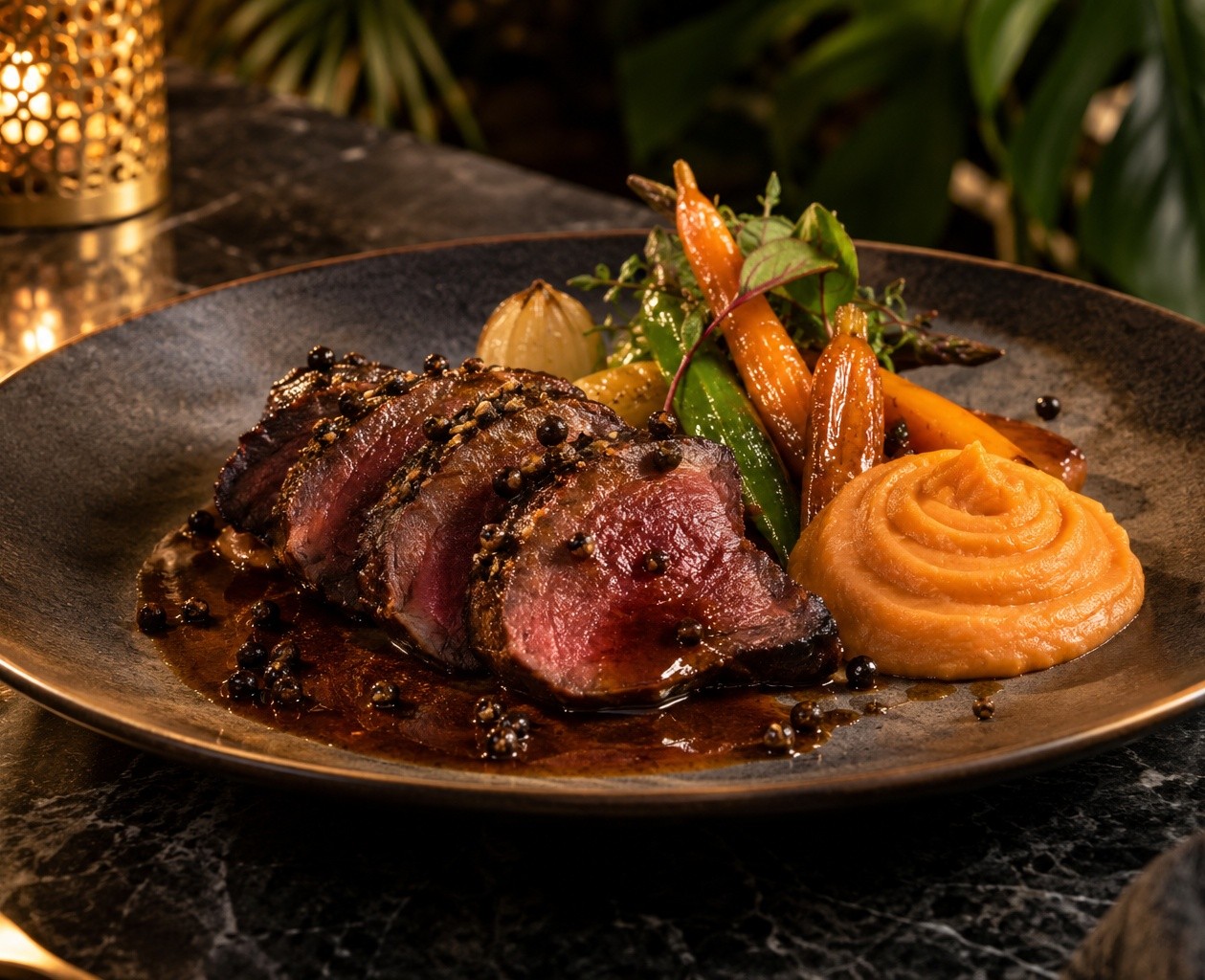 Filet de cerf et mousseline de patate douce