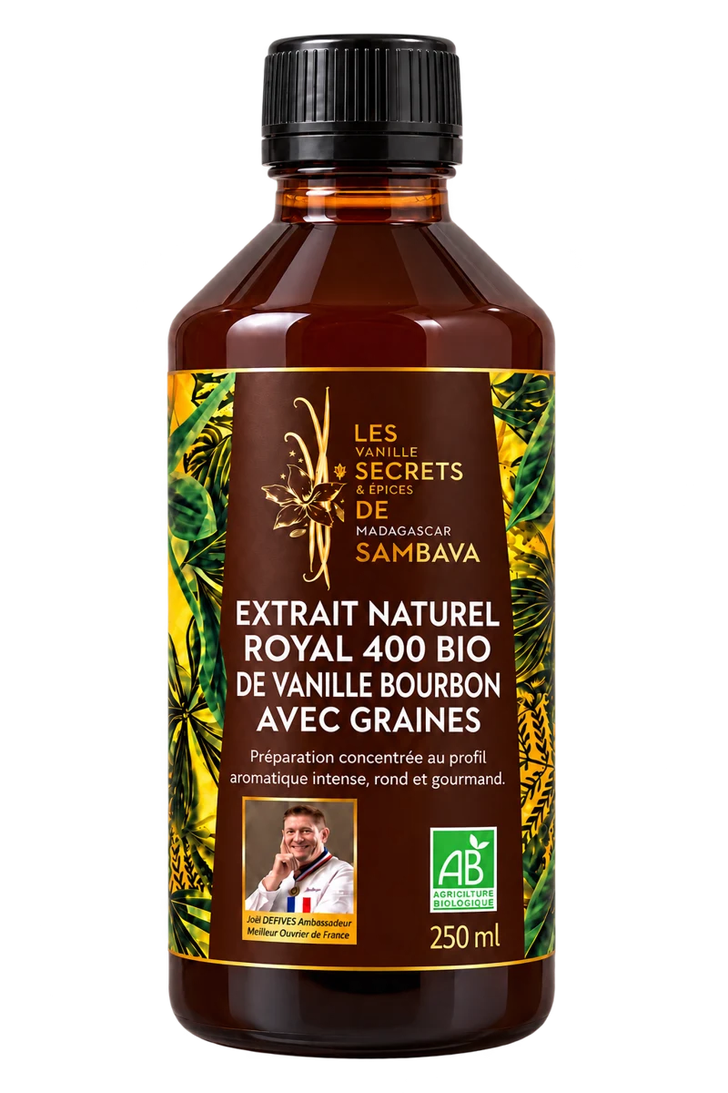 Extrait naturel Royal 400 BIO de vanille Bourbon avec graines