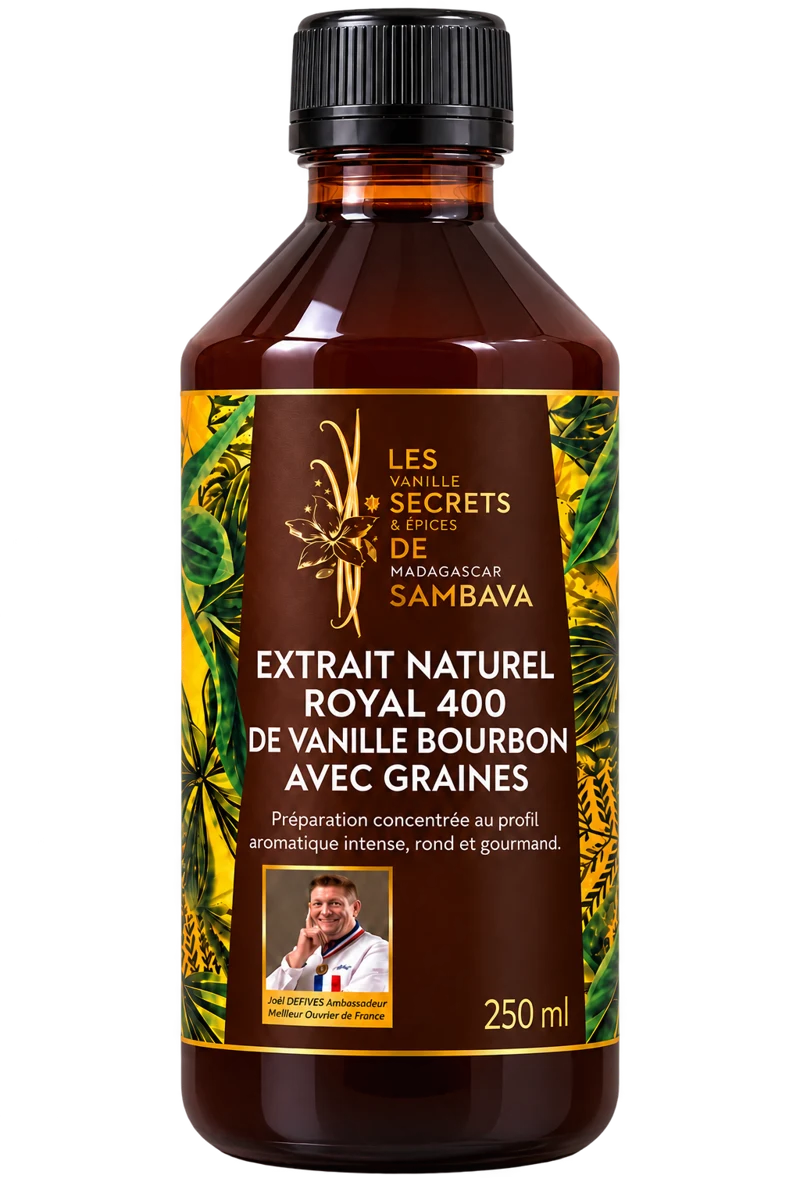 Extrait naturel Royal 400 de vanille Bourbon avec graines