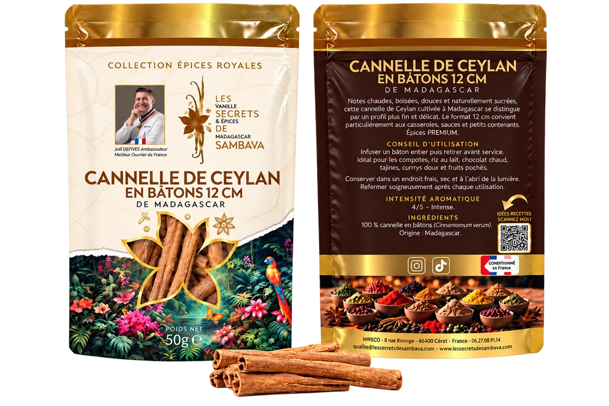 Cannelle de Ceylan en bâtons – 12 cm